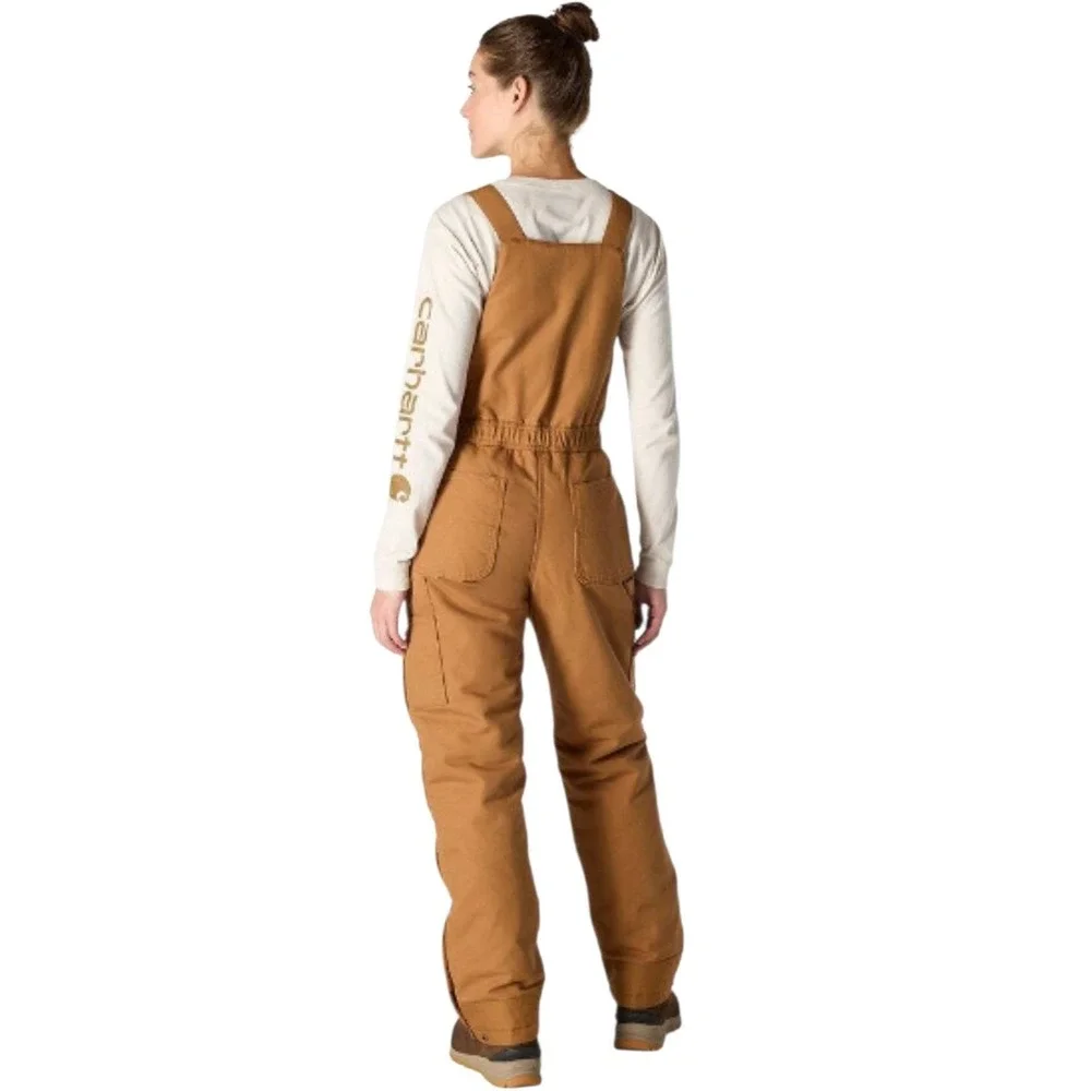 Carhartt Insulated Bib Overalls Women XXL Brown Washed Duck Loose Fit 104694 NEW